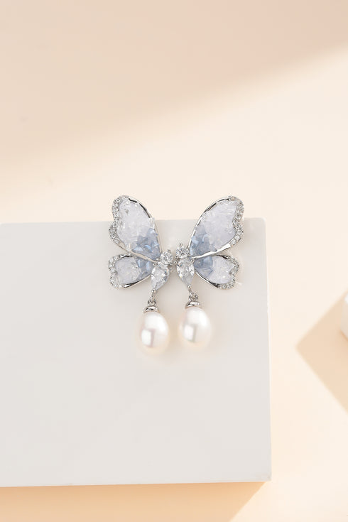 Butterfly Oval Pearl Earrings - House Of Pearls